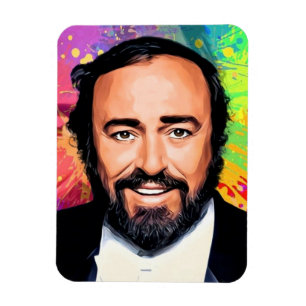 Luciano Pavarotti gekleurd portret Magneet
