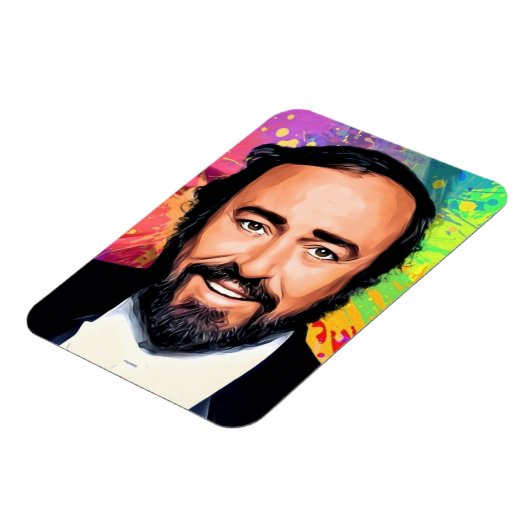 Luciano Pavarotti gekleurd portret Magneet (Linkerzijde)