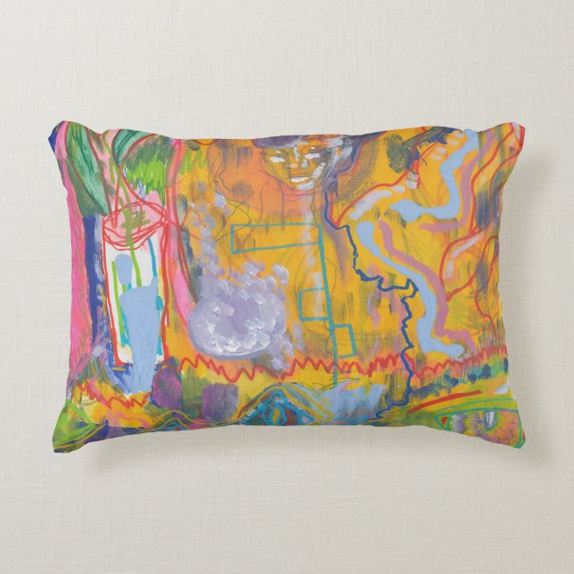 Lucid Dreamweaver Pink Rainbow Abstracte schilderk Accent Kussen (Voorkant)