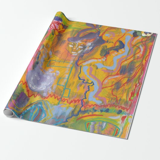 Lucid Dreamweaver Pink Rainbow Abstracte schilderk Cadeaupapier (Uitgerold)