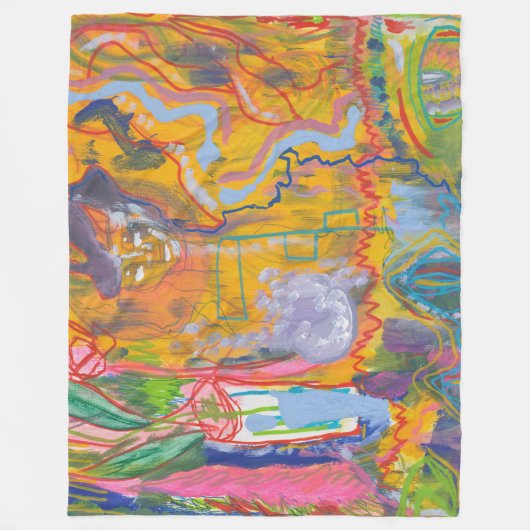 Lucid Dreamweaver Pink Rainbow Abstracte schilderk Fleece Deken (Voorkant)