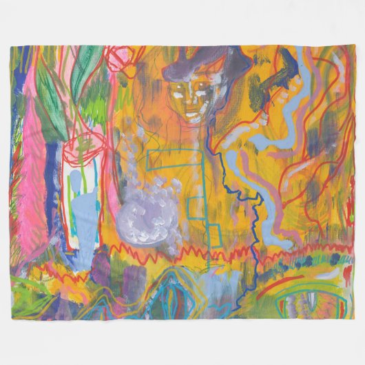 Lucid Dreamweaver Pink Rainbow Abstracte schilderk Fleece Deken (Voorkant (Horizontaal))