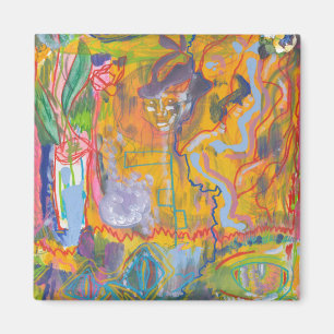 Lucid Dreamweaver Pink Rainbow Abstracte schilderk Magneet