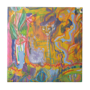 Lucid Dreamweaver Pink Rainbow Abstracte schilderk Tegeltje