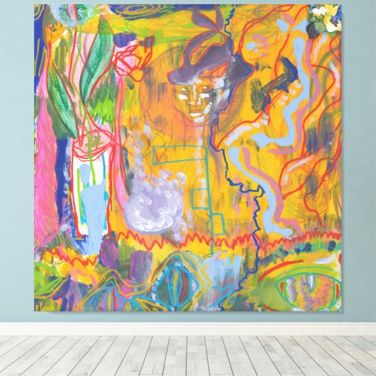 Lucid Dreamweaver Pink Rainbow Stretted Canvas Afd (Insitu (Houten vloer))