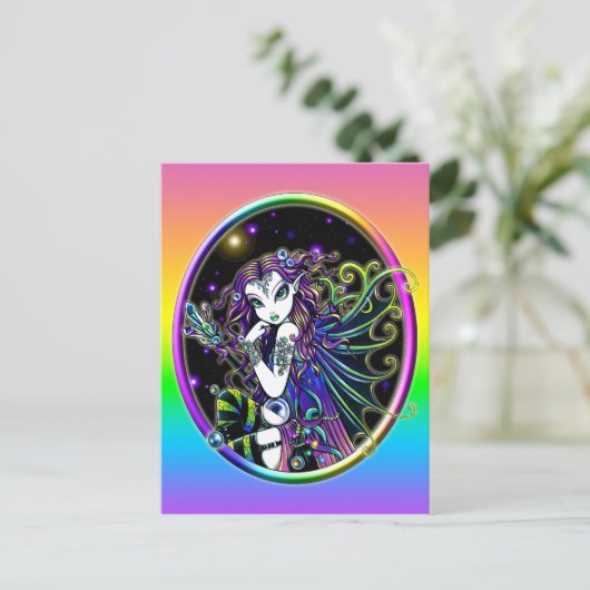 "Lucidia" Celestial Crystal Rainbow Fairy Briefkaa Briefkaart (Staand voorkant)