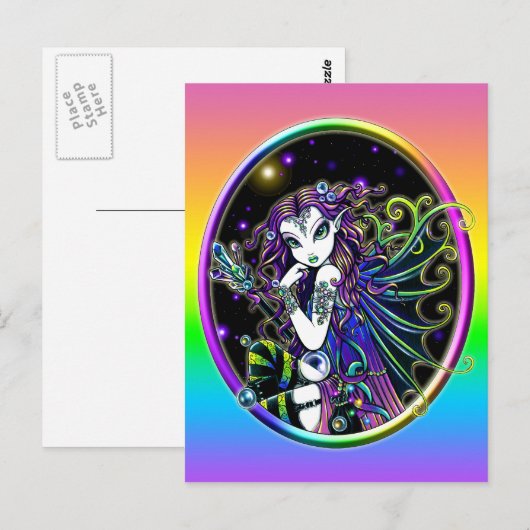 "Lucidia" Celestial Crystal Rainbow Fairy Briefkaa Briefkaart (Voorkant / Achterkant)