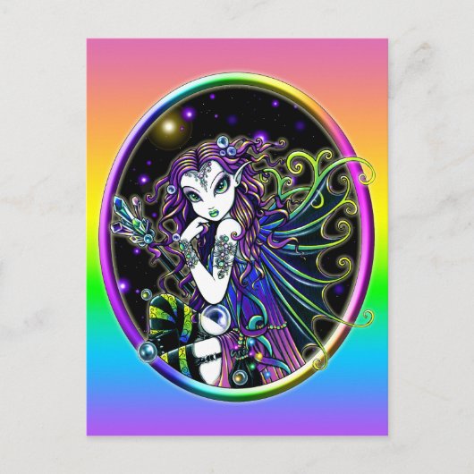 "Lucidia" Celestial Crystal Rainbow Fairy Briefkaa Briefkaart (Voorkant)