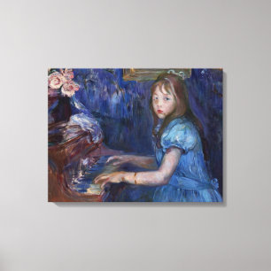Lucie Leon aan de piano (door Berthe Morisot) Canvas Afdruk