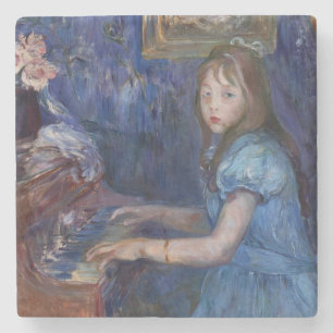 Lucie Leon aan de piano (door Berthe Morisot) Stenen Onderzetter