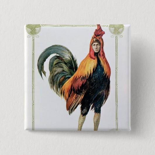 Lucien Guitry in 'Chantecler' Vierkante Button 5,1 Cm (Voorkant)