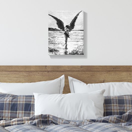 Lucifer als Satan, Duivel of Engel?  Inktkunst Canvas Afdruk (Insitu (Slaapkamer))