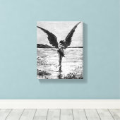 Lucifer als Satan, Duivel of Engel?  Inktkunst Canvas Afdruk (Insitu (Houten vloer))