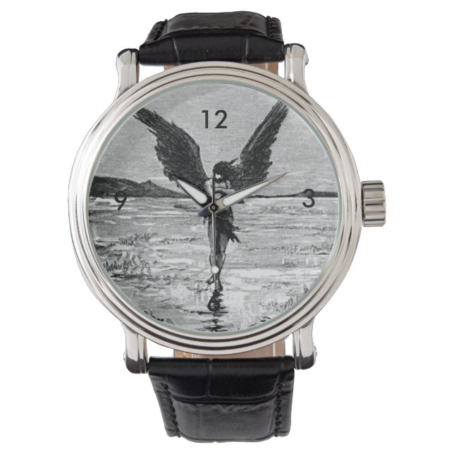 Lucifer als Satan, Duivel of Engel?  Inktkunst Horloge (Voorkant)