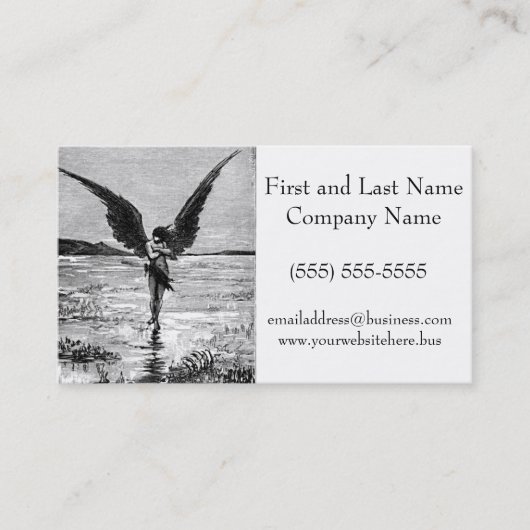 Lucifer als Satan, Duivel of Engel?  Inktkunst Visitekaartje (Voorkant)