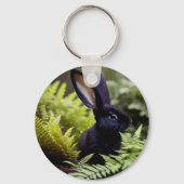 Lucifer de zwarte kleine bunny, keyring sleutelhanger (Voorkant)