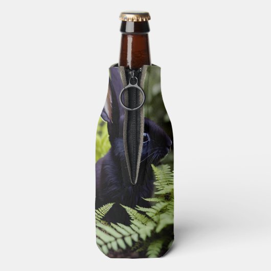 Lucifer de zwarte konijn: een donkere bundel onhei flesjeskoeler (Fles Achterkant)