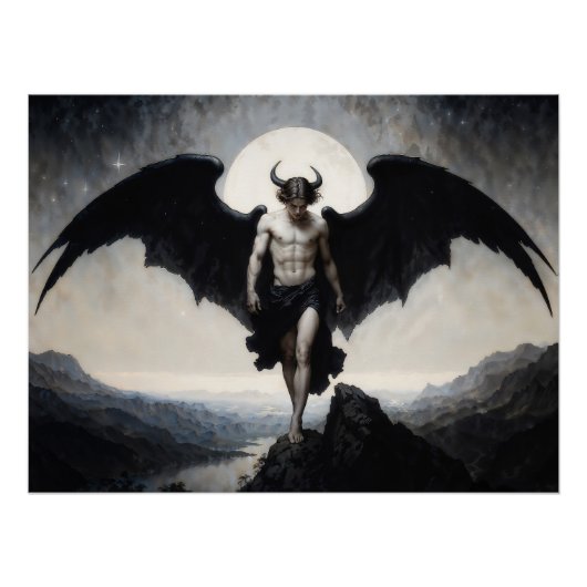 Lucifer Donkere Fantasie Perfect Poster (Voorkant)