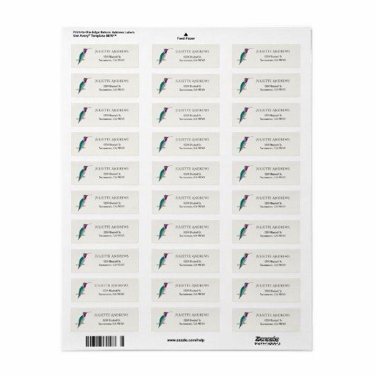 Lucifer Hummingbird Return Address Label (Full Sheet)