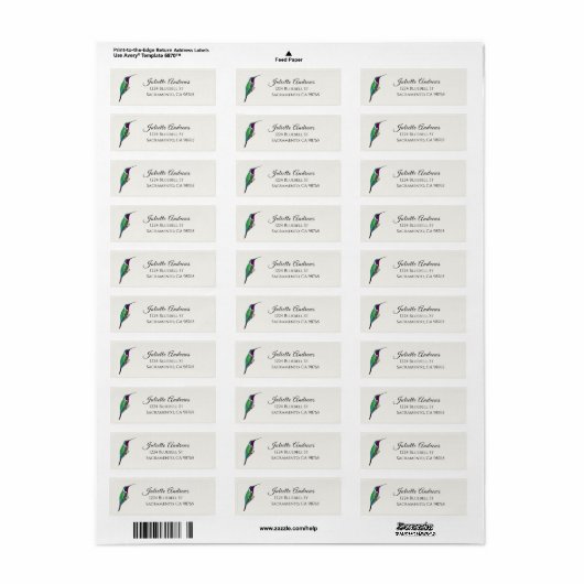 Lucifer Hummingbird Return Address Label (Full Sheet)