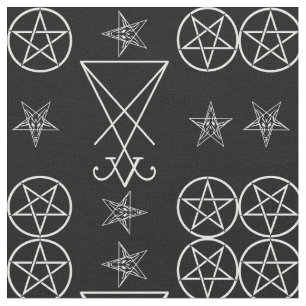 Lucifer Sigil Pentagrams Occult Gothic Fabric Stof