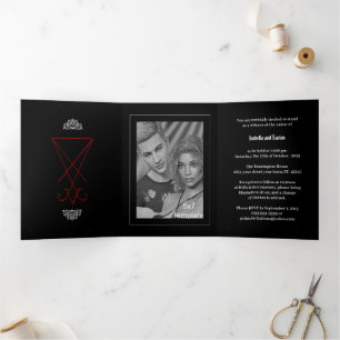 Lucifer Sigil Satanic Wedding Drieluik Uitnodiging