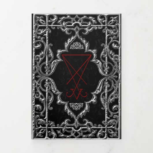 Lucifer Sigil Satanic Wedding Drieluik Uitnodiging (Cover)