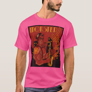Lucifer speelt de duivel-saxofoon dat monster t-shirt
