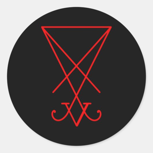 Lucifer Symbool Sigil Luciferian 666 Occult Satani Ronde Sticker (Voorkant)