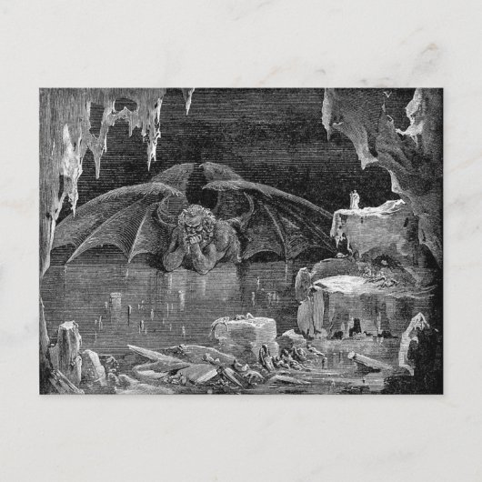 Lucifer  Woodcut Engraving Gothic Art Briefkaart (Voorkant)