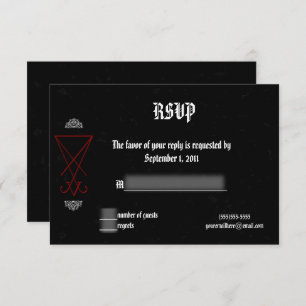  Luciferian Occult Gothic Wedding RSVP Kaart