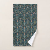 Lucile Floral Botanical Tegel Pattern Dark Green Bad Handdoek (Handdoek)