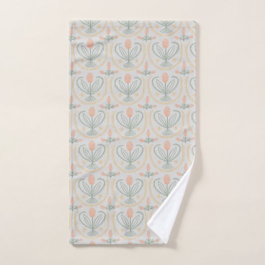 Lucile Floral Botanical Tegel Pattern Soft Grey Bad Handdoek (Handdoek)