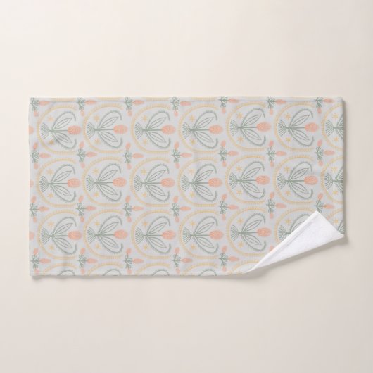 Lucile Floral Botanical Tegel Pattern Soft Grey Bad Handdoek (Handdoek)