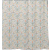 Lucile FLoral Tegels Pattern Hand Drawn Soft Grey Douchegordijn (Voorkant)