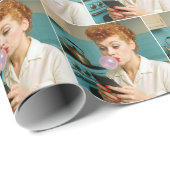 Lucille Ball sms'en op een mobiele telefoon Cadeaupapier (Rol Hoek)