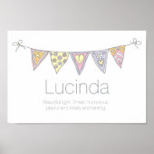 Lucinda meisjes naam en betekenis poster (Voorkant)