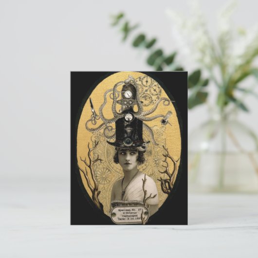 Lucinda Octavio Steampunk Briefkaart (Staand voorkant)