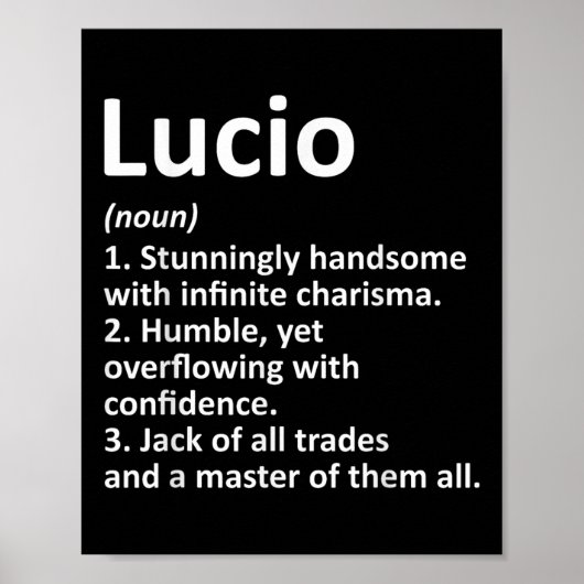 Lucio Definition Specialized Name Funny Birthday Poster (Voorkant)