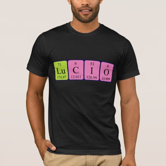 Lucio periodiek table name shirt (Voorkant)