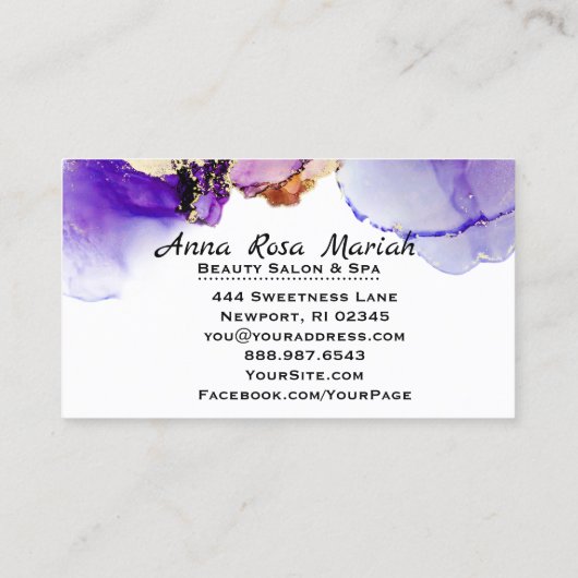 *~* Lucious Abstract Lavender Gold Gilded Bold Visitekaartje (Achterkant)