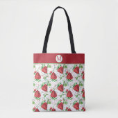 Lucious Summer Strawberry Pattern Monogram Tote Bag (Voorkant)