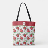 Lucious Summer Strawberry Pattern Monogram Tote Bag (Achterkant)