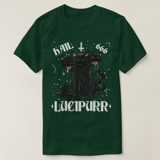 Lucipurr Hail Satan Occult Satanic Cat Cerberus Pe T-shirt (Design voorkant)