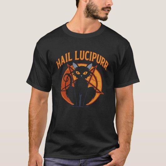 Lucipurr  Satanic Baphomet Occult Gothic Demon Cat T-shirt (Voorkant)
