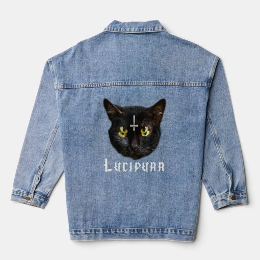 Lucipurr Satanic Cat Antichrist Baphomet 666 Denim Jacket (Achterkant)