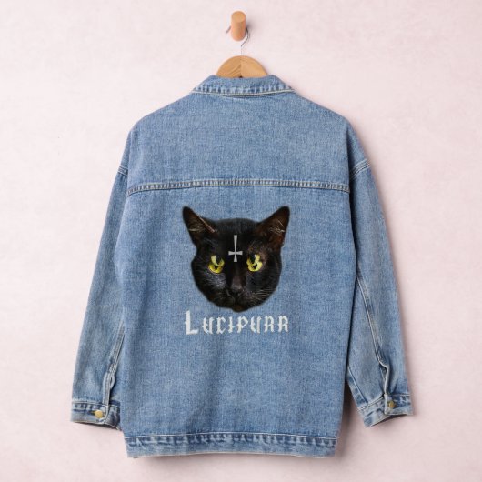 Lucipurr Satanic Cat Antichrist Baphomet 666 Denim Jacket (Hangar)