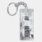 Lucite gitaar bruiloft gunst sleutelhanger (Voorkant Links)