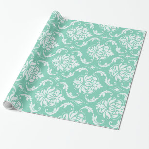 Lucite Green en White Classic Damask Cadeaupapier