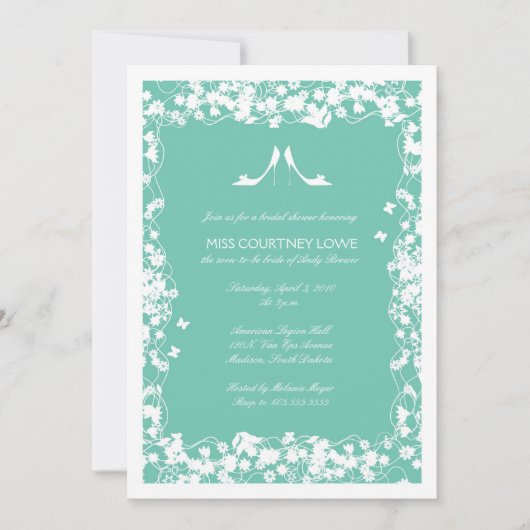 Lucite Green Heels Bridal Shower Invitation Kaart (Voorkant)